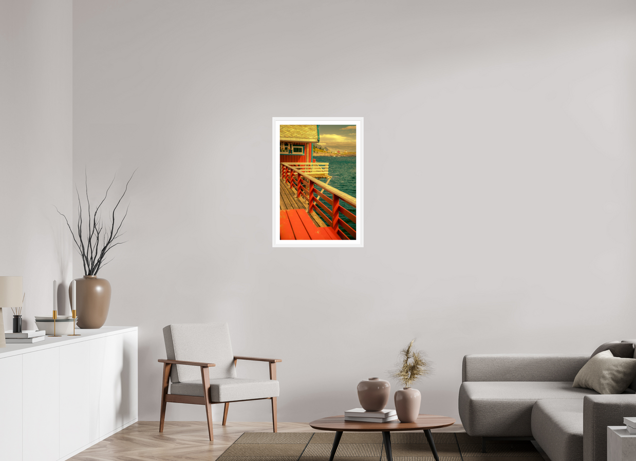 20 x 30″, L+XL White Frame + Border GONE FISHING
