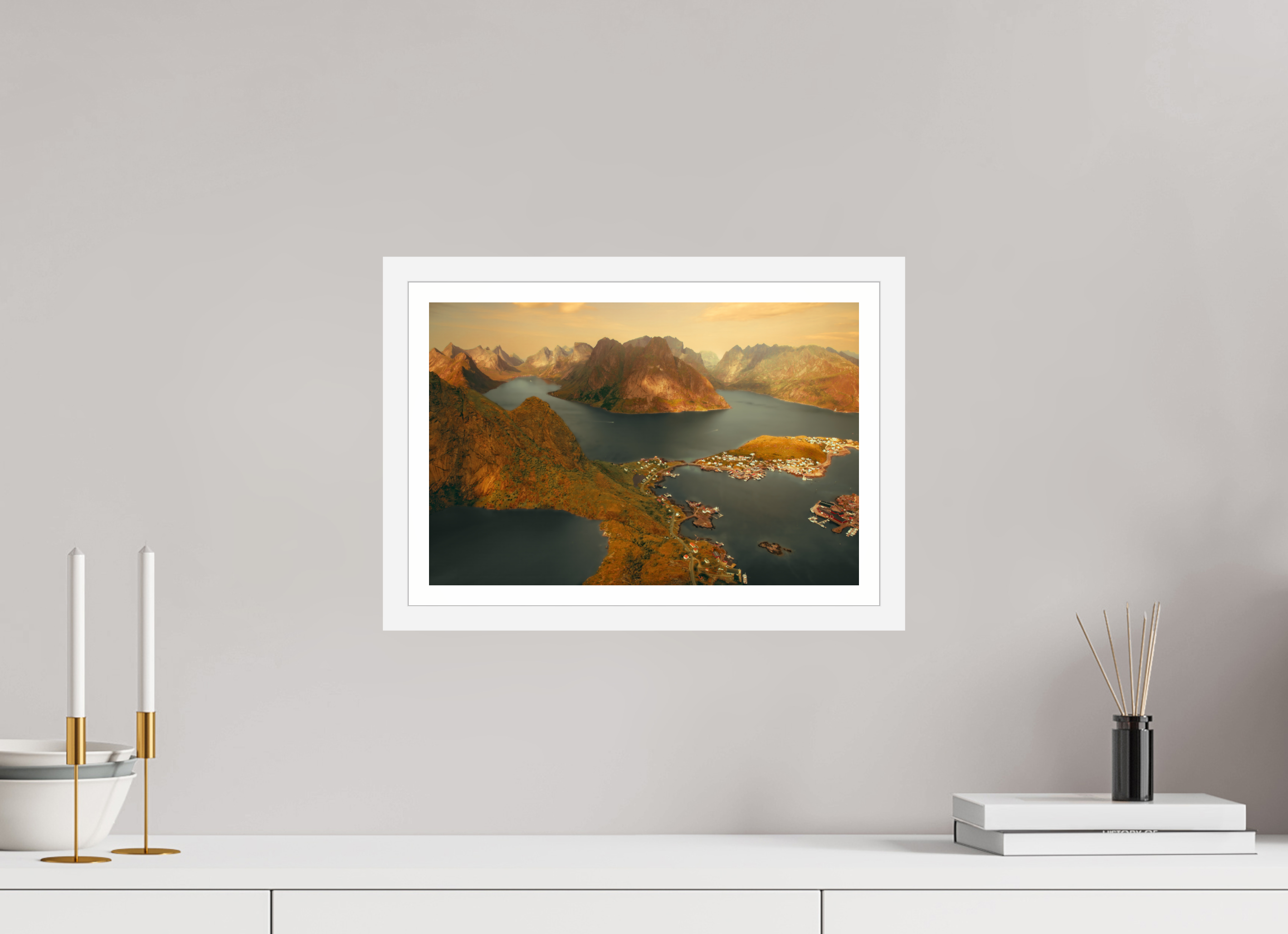 15 x 10″, S+M White Frame + Border VIEW FROM THE GODS