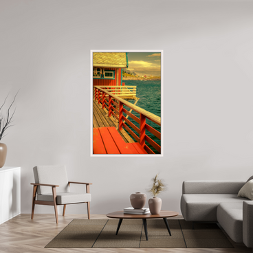 40 x 60″, Exhibition Maple White Floater Frame GONE FISHING