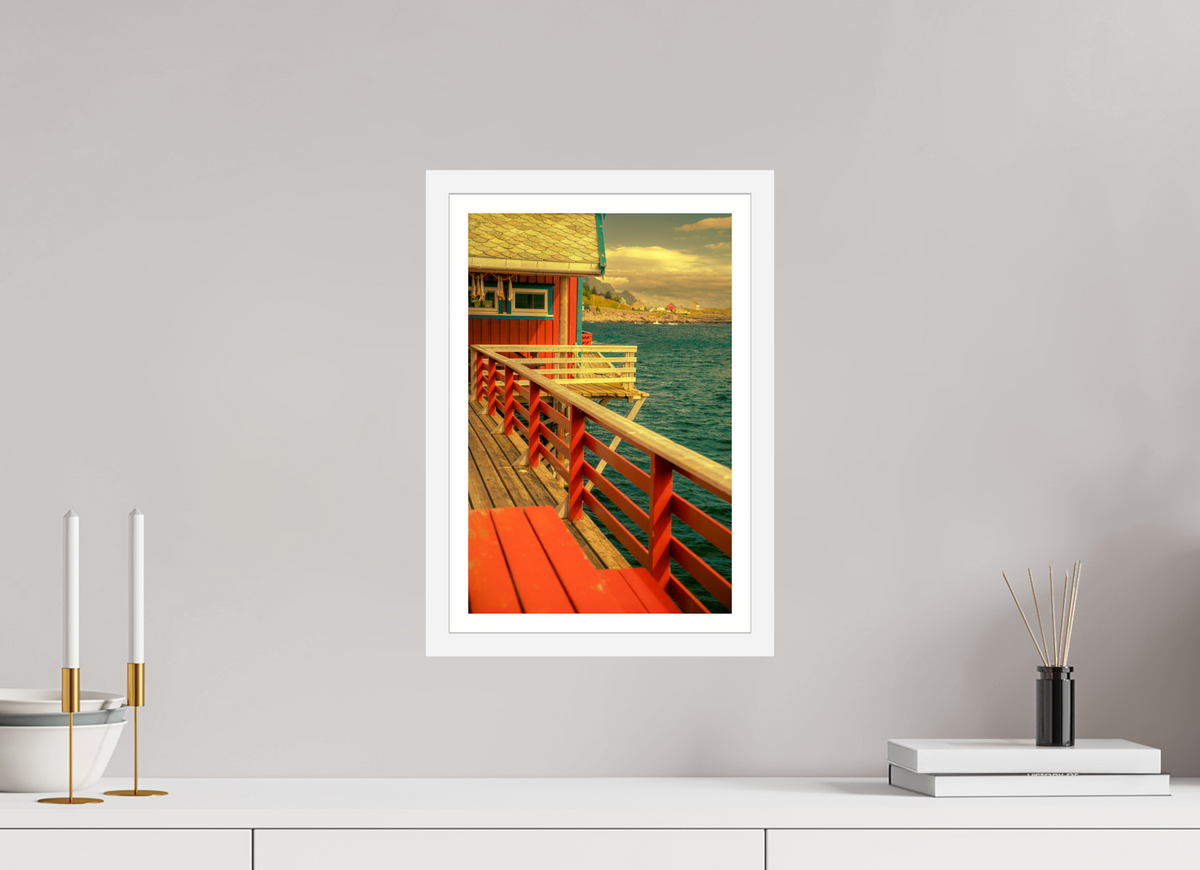 10 x 15″, S+M White Frame + Border GONE FISHING