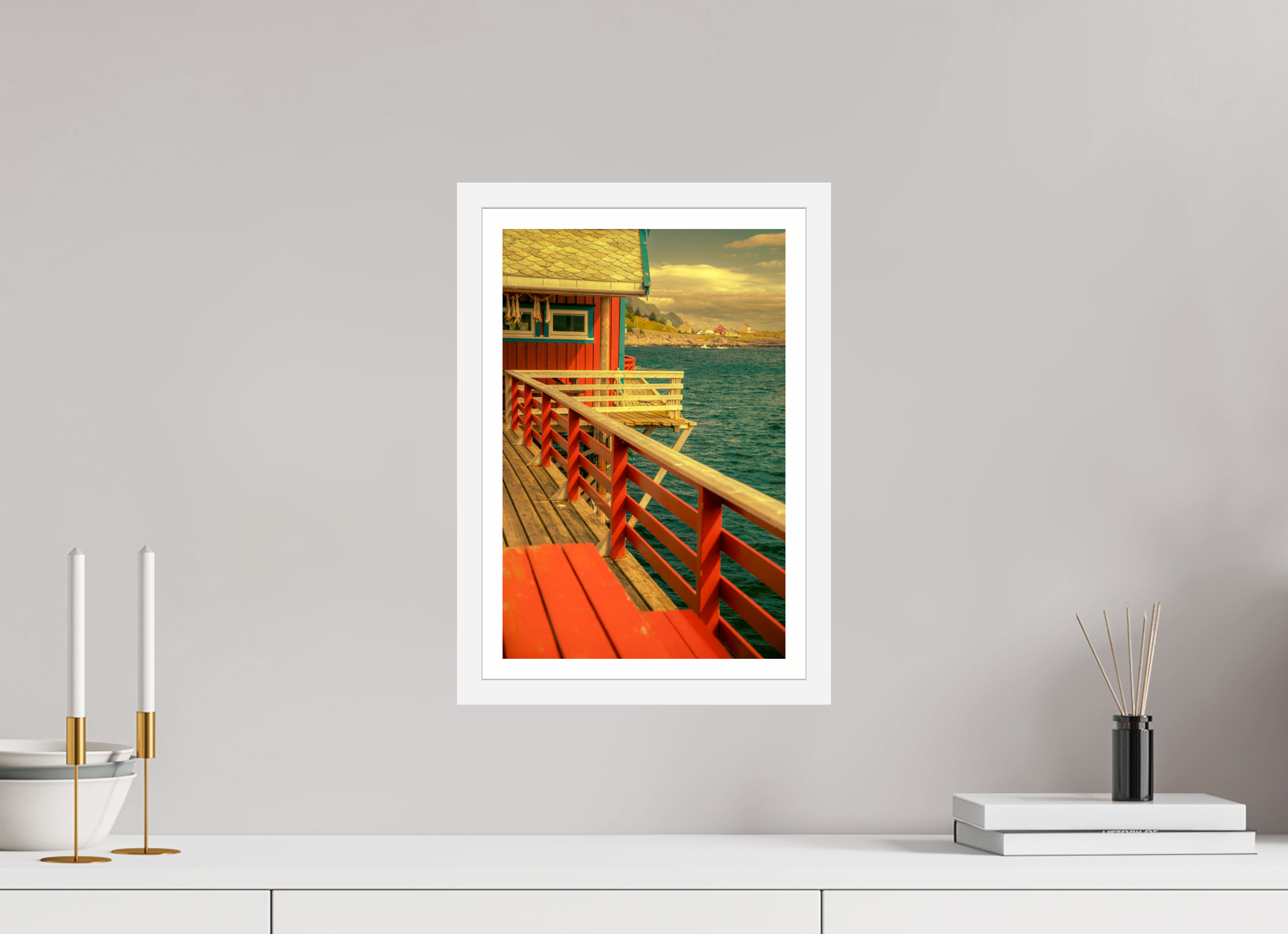 10 x 15″, S+M White Frame + Border GONE FISHING