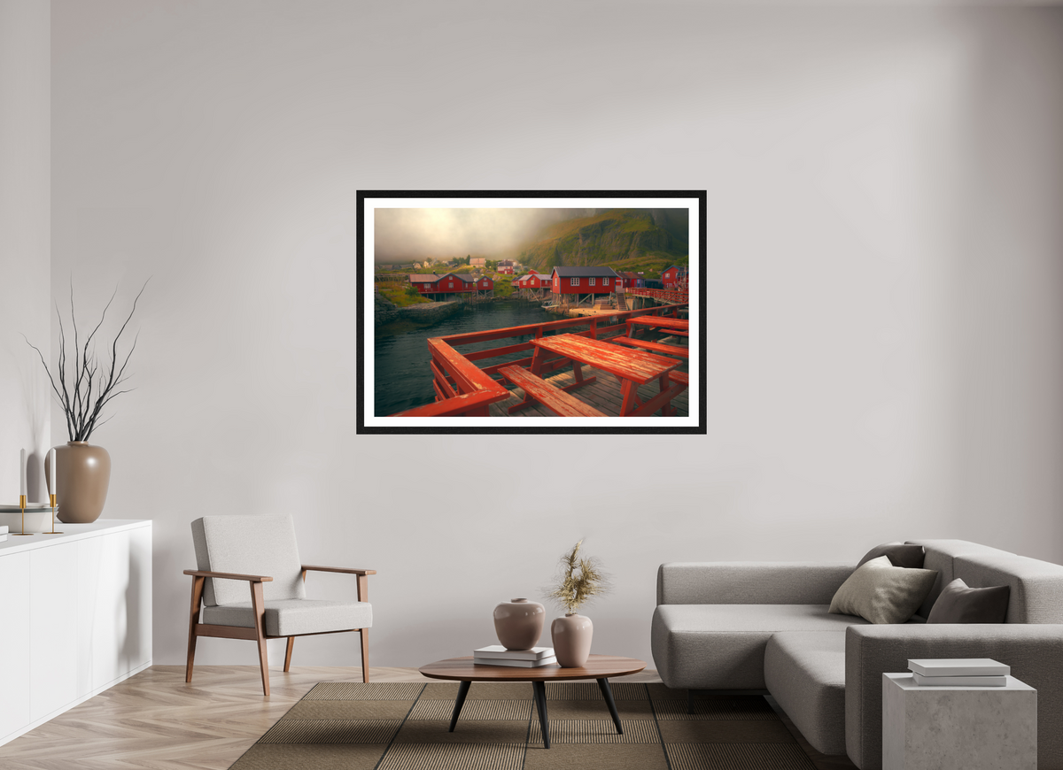 60 x 40″, Exhibition Black Frame + Border TABLE FOR TWO