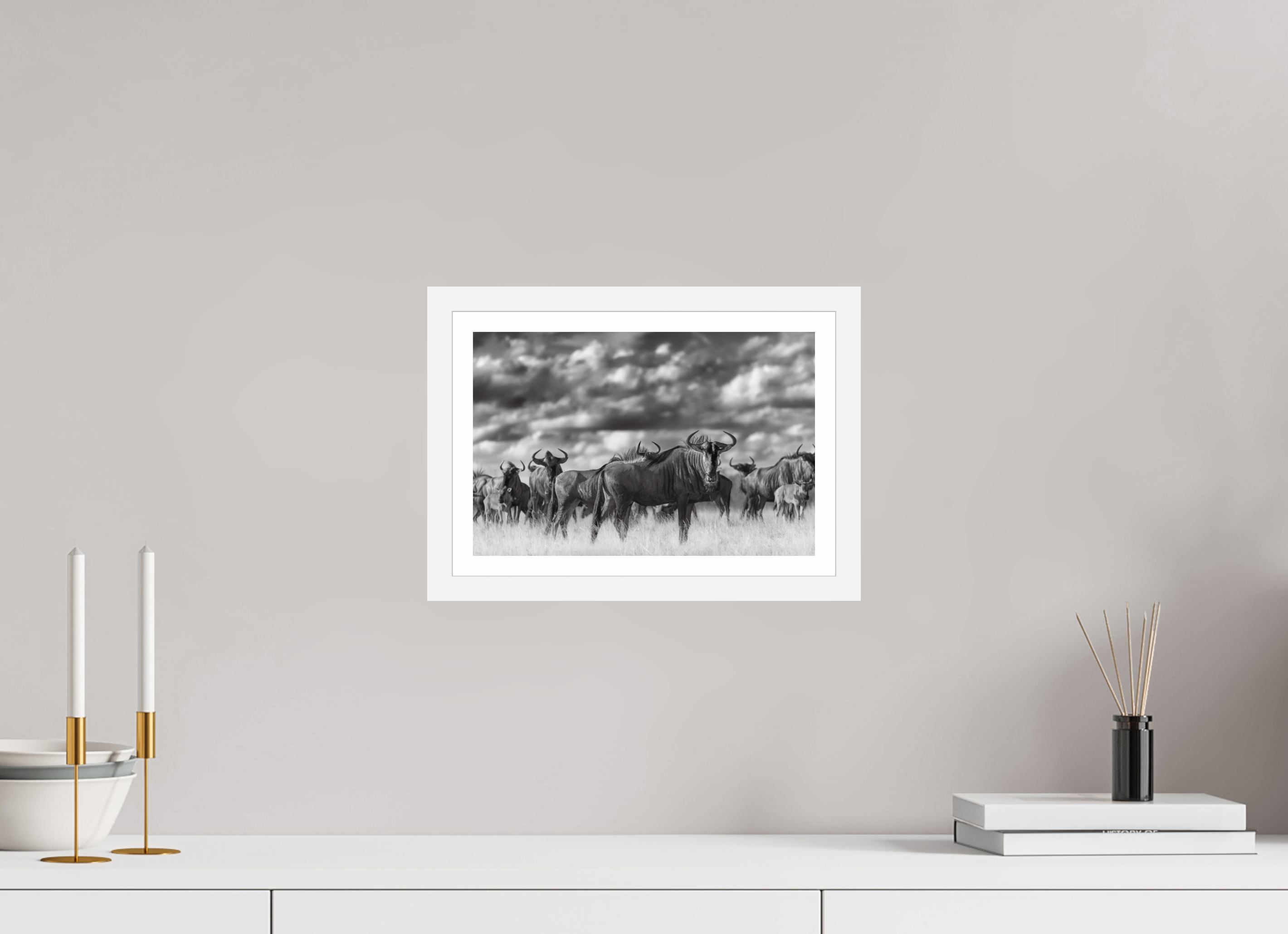 12 x 8″, S+M White Frame + Border MYSELF IN THE MANY