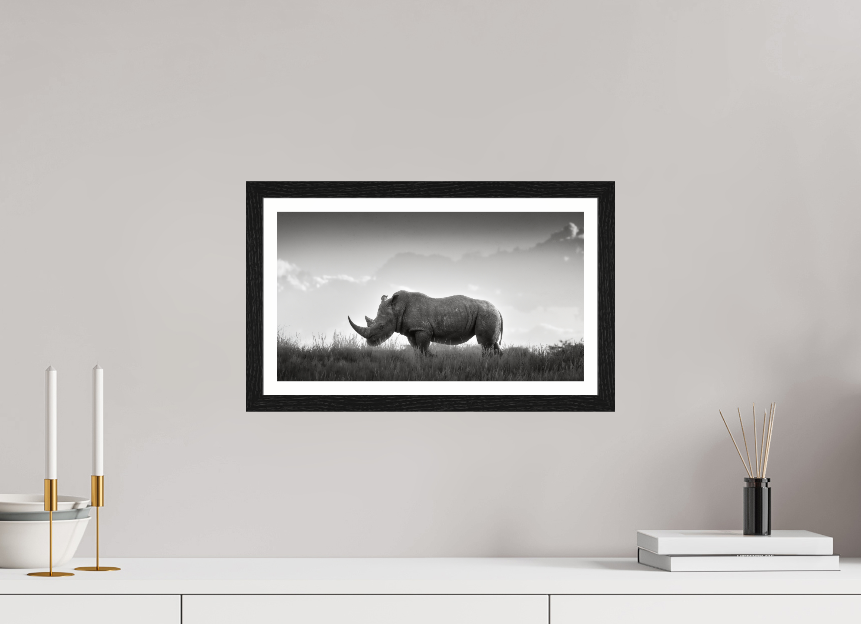 16 x 9″, S+M Black Frame + border ANCIENT GRAVITY