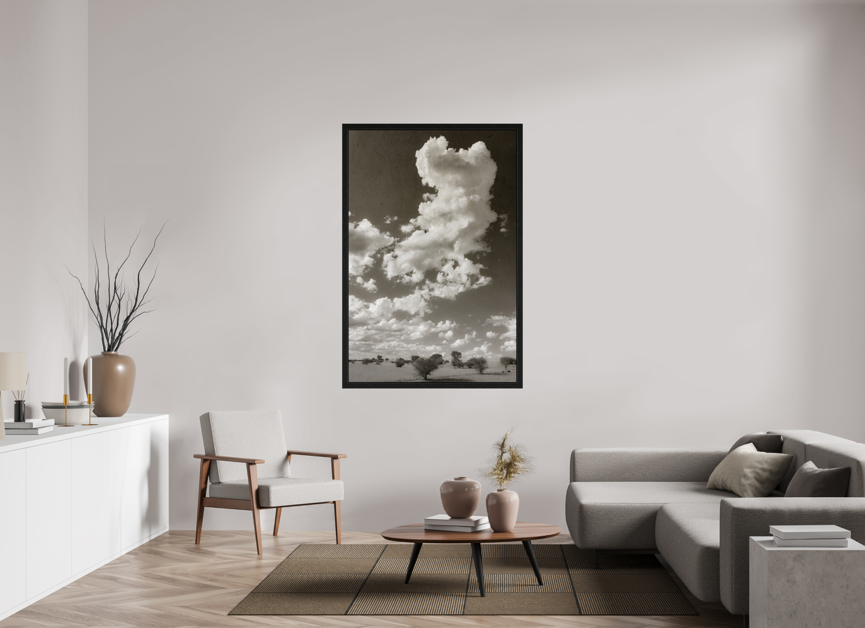 40 x 60″, Exhibition Black Floater Frame SKY THOUGHTS
