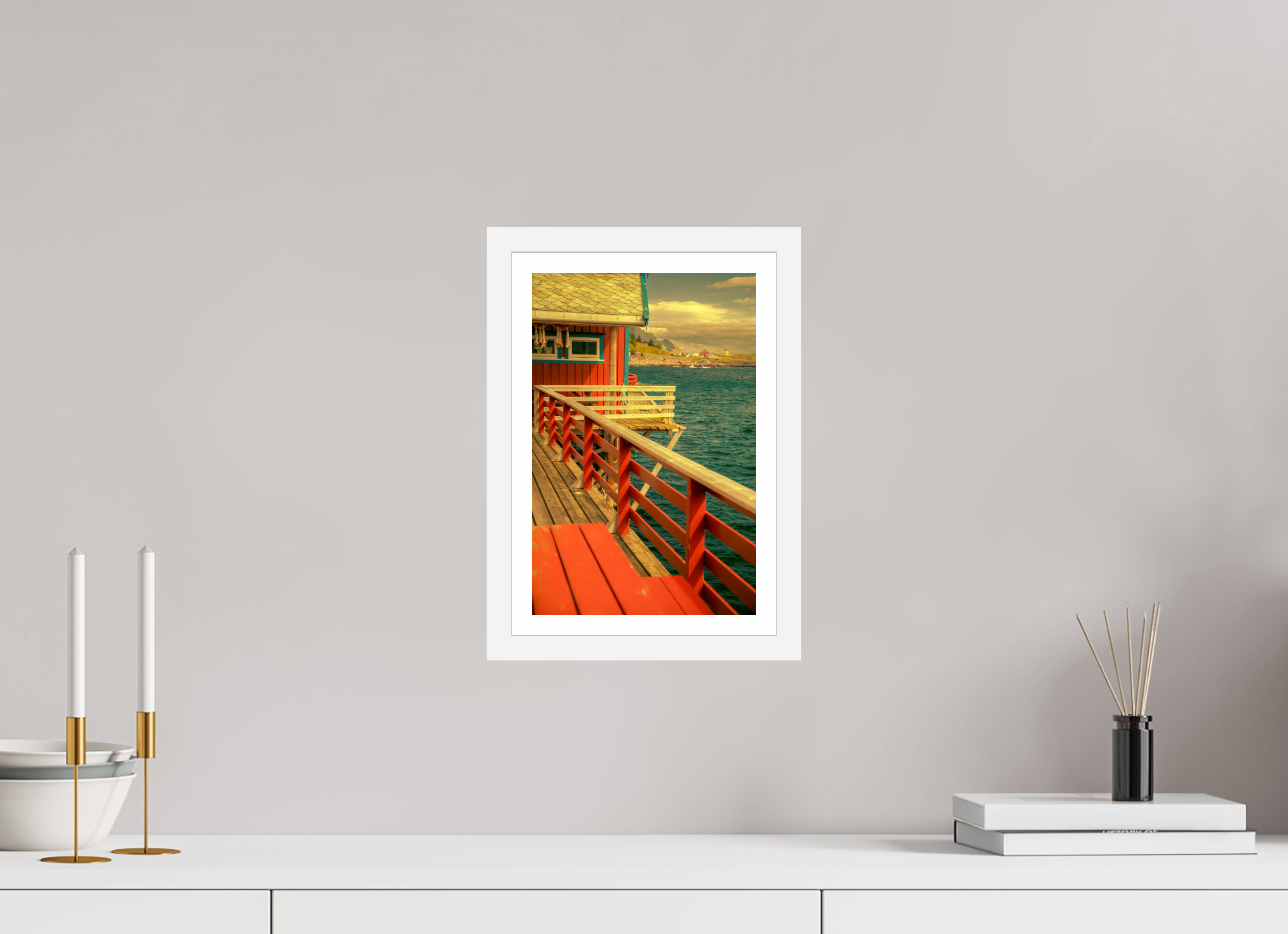 8 x 12″, S+M White Frame + Border GONE FISHING