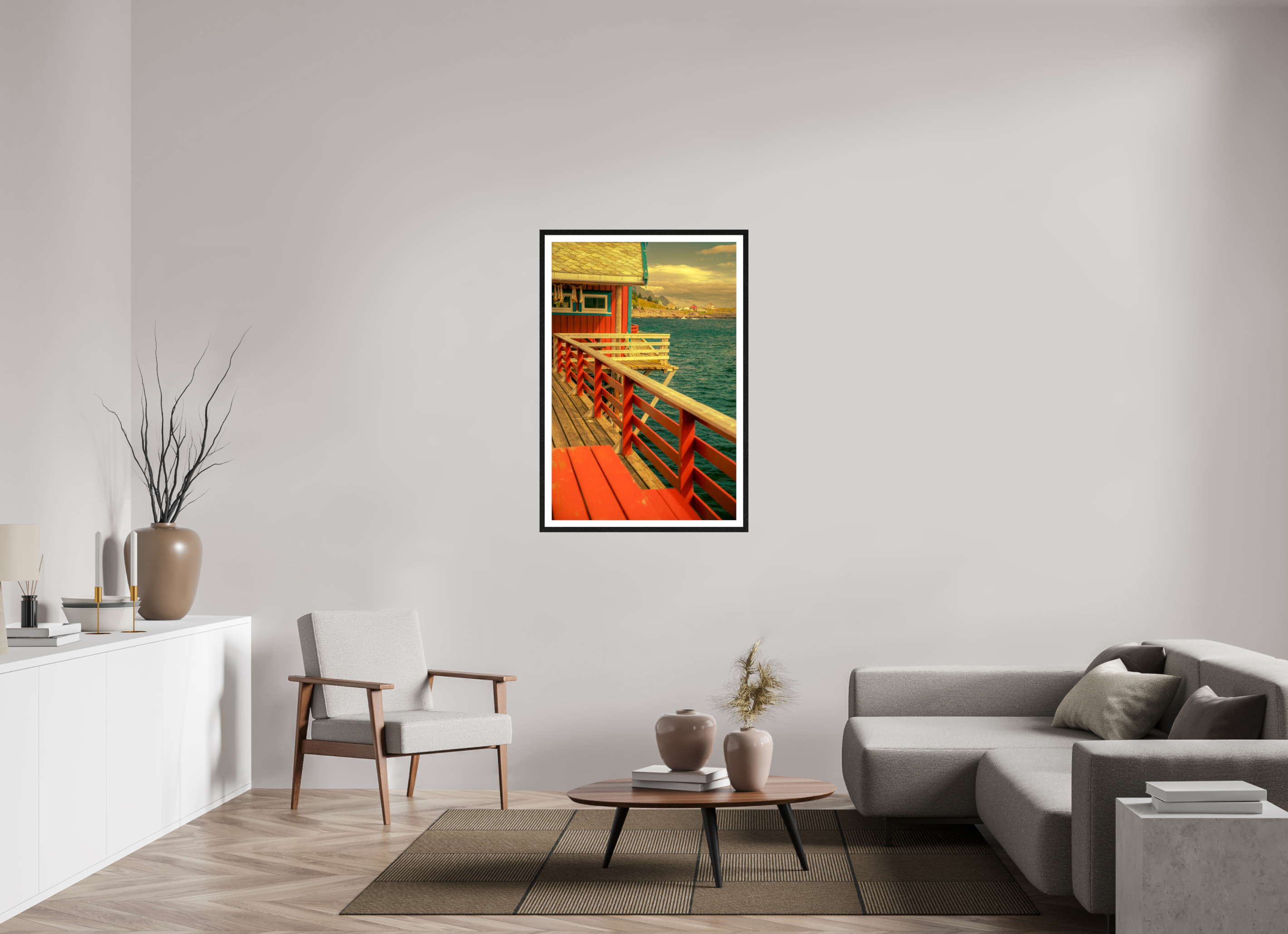 30 x 45″, L+XL Black Frame + Border GONE FISHING