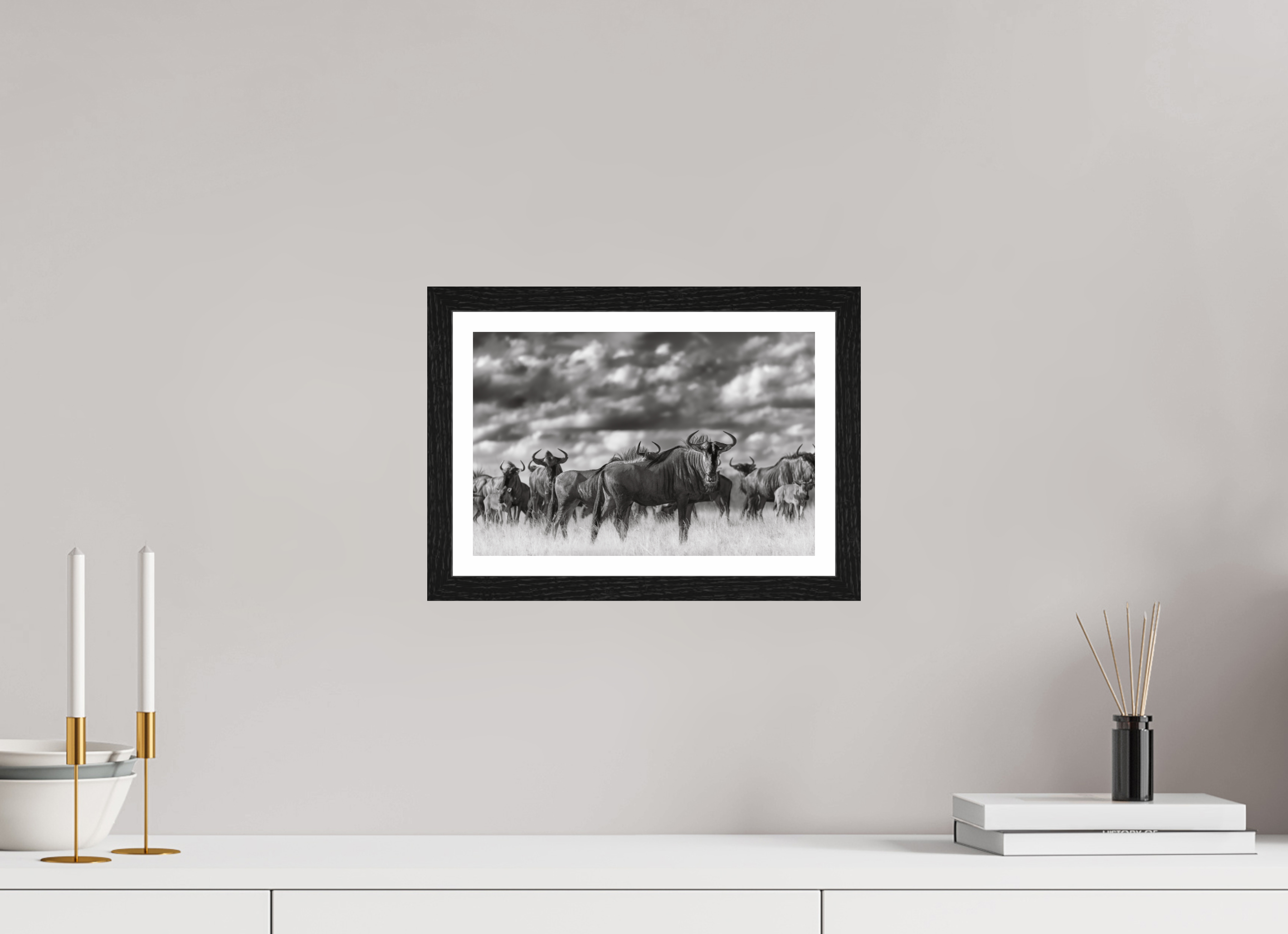 12 x 8″, S+M Black Frame + border MYSELF IN THE MANY