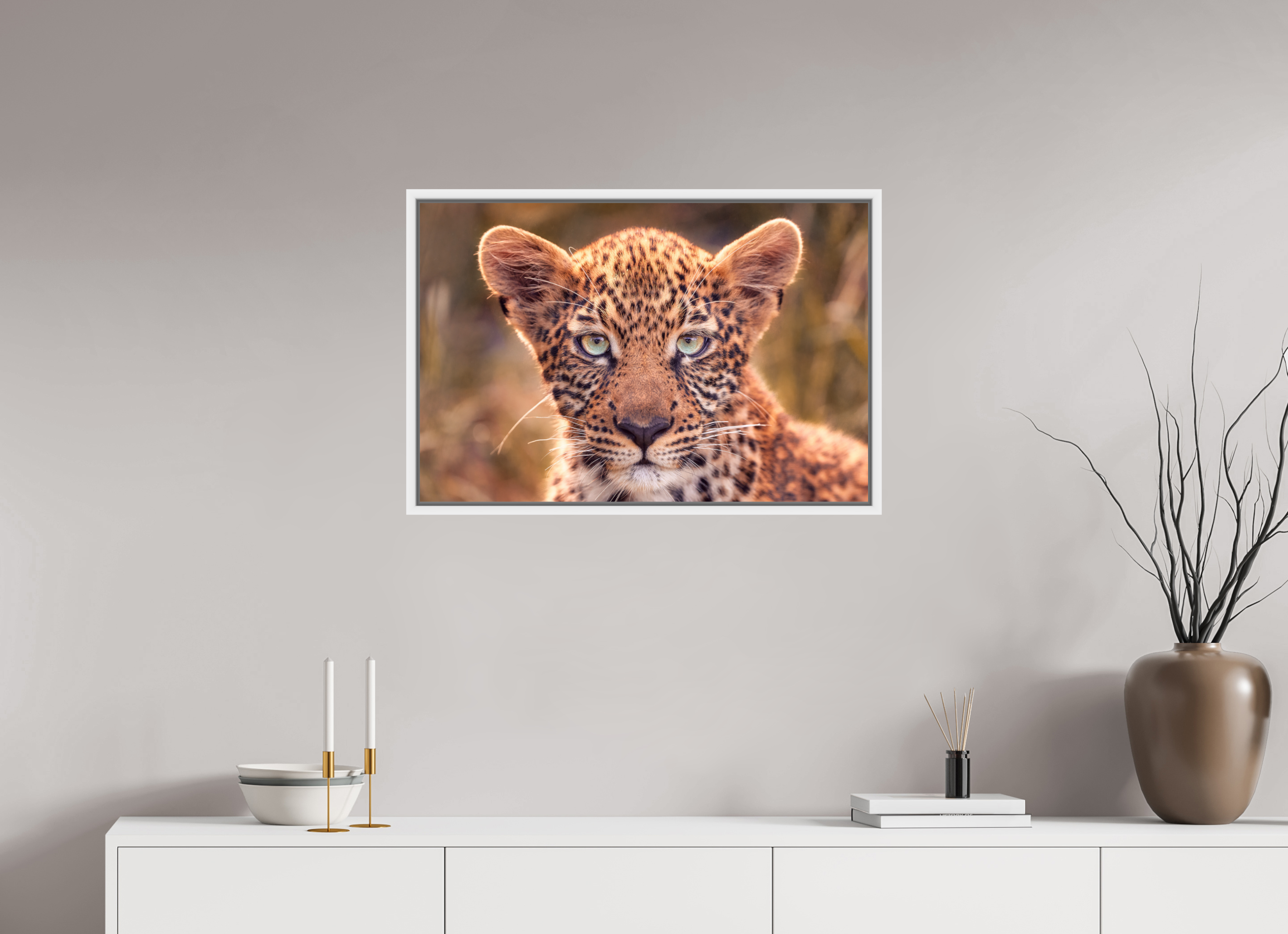 30 x 20″, L+XL White Floater Frame SEEN