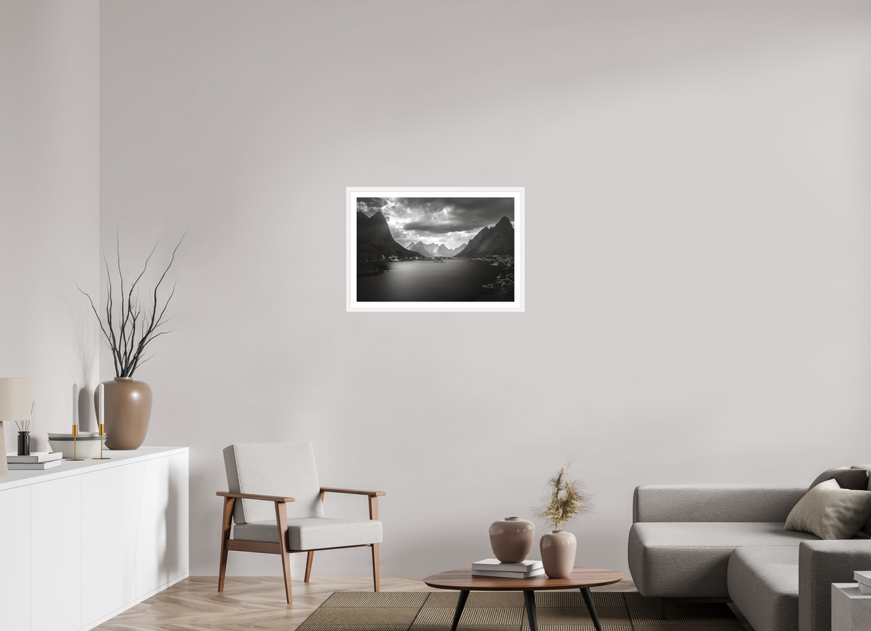 30 x 20″, L+XL White Frame + Border A REASONABLE PLACE TO SETTLE