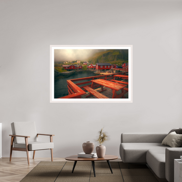 60 x 40″, Exhibition White Maple Frame + Border TABLE FOR TWO