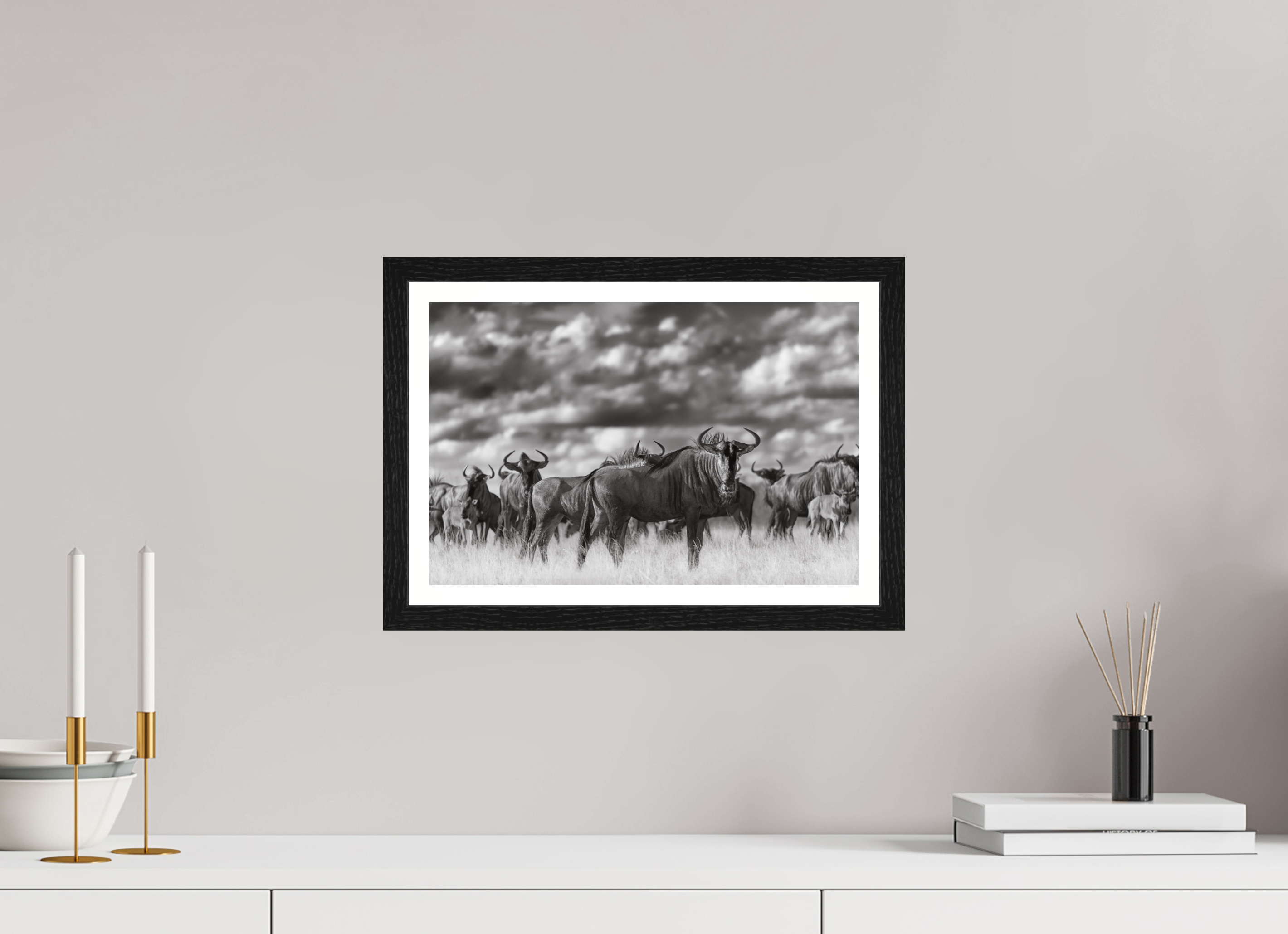 15 x 10″, S+M Black Frame + border MYSELF IN THE MANY