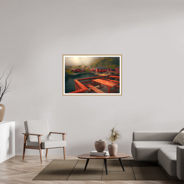 45 x 30″, L+XL Oak Frame + Border TABLE FOR TWO