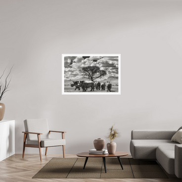 45 x 30″, L+XL White Frame + Border PERFECTLY STILL