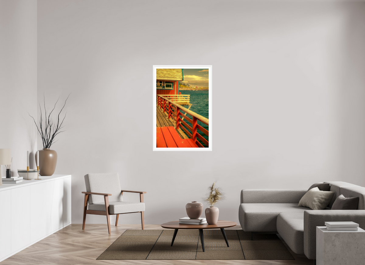 30 x 45″, L+XL White Frame + Border GONE FISHING