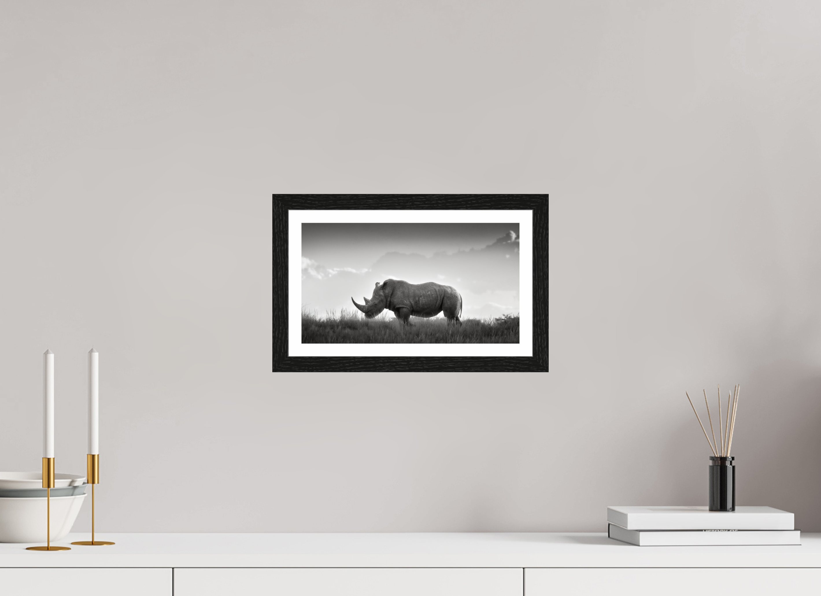 12 x 6.8″, S+M Black Frame + border ANCIENT GRAVITY