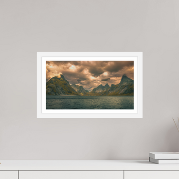 16 x 9″, S+M White Frame + Border CHESS PIECES FOR THE COSMOS
