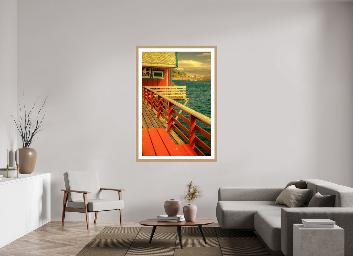 40 x 60″, Exhibition Oak Frame + Border GONE FISHING