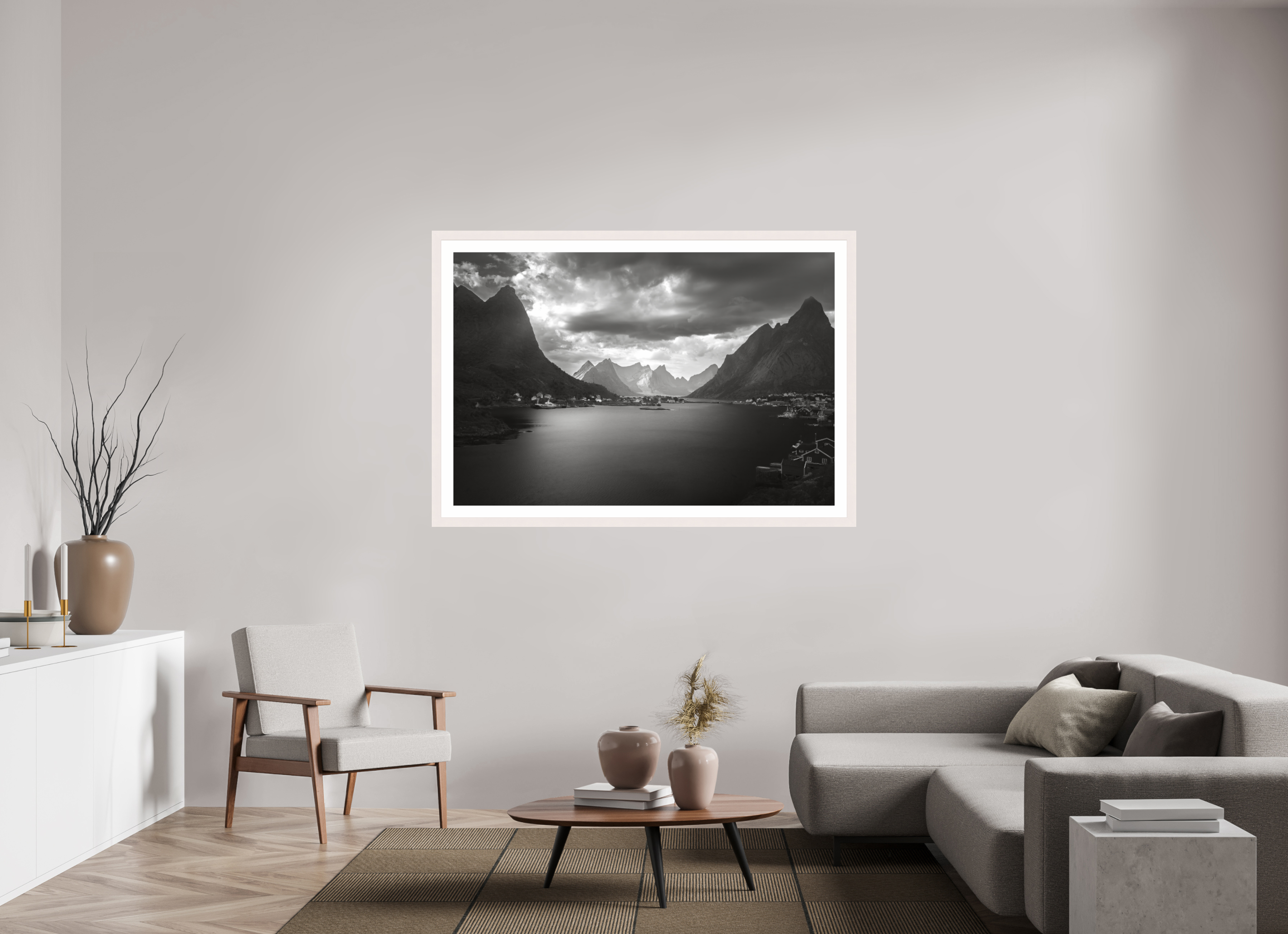 60 x 40″, Exhibition White Maple Frame + Border A REASONABLE PLACE TO SETTLE