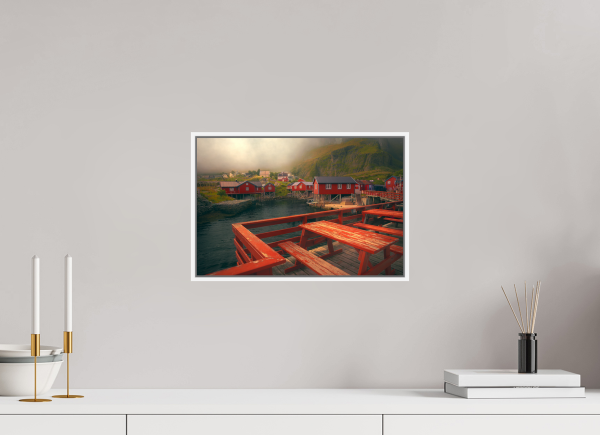15 x 10″, S+M White Floater Frame TABLE FOR TWO