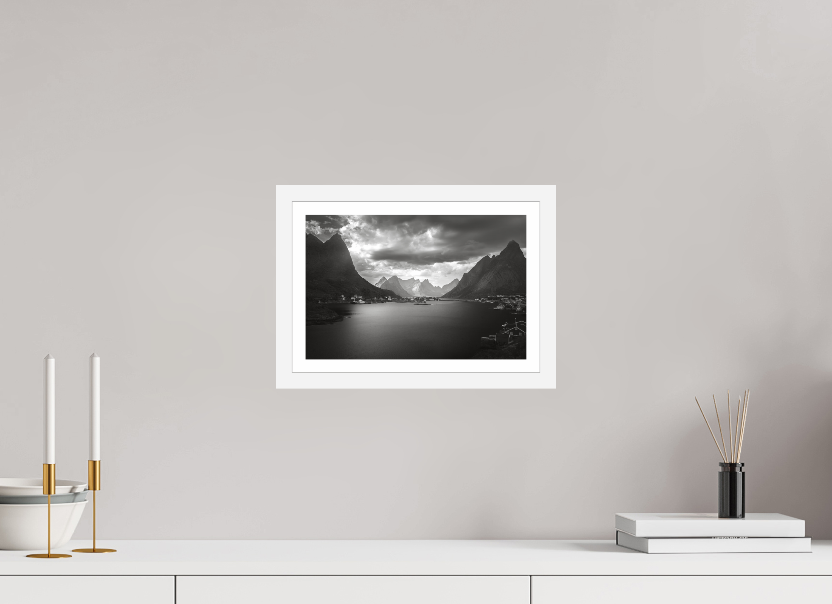 12 x 8″, S+M White Frame + Border A REASONABLE PLACE TO SETTLE