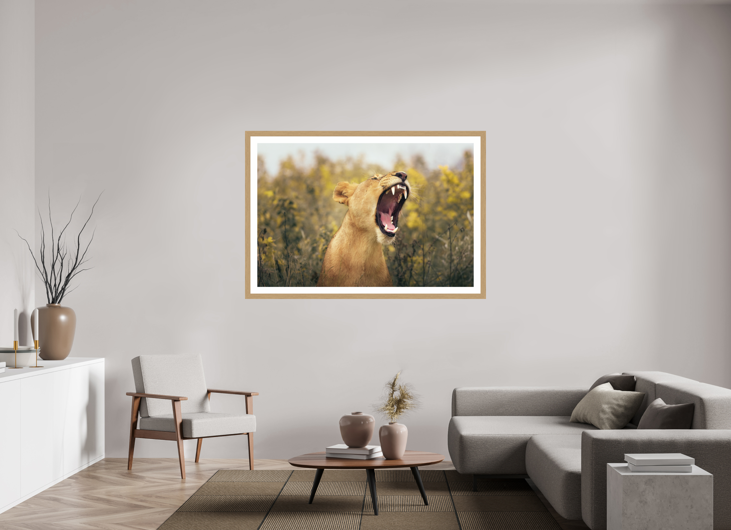 60 x 40″, Exhibition Oak Frame + Border UNCONTAINED