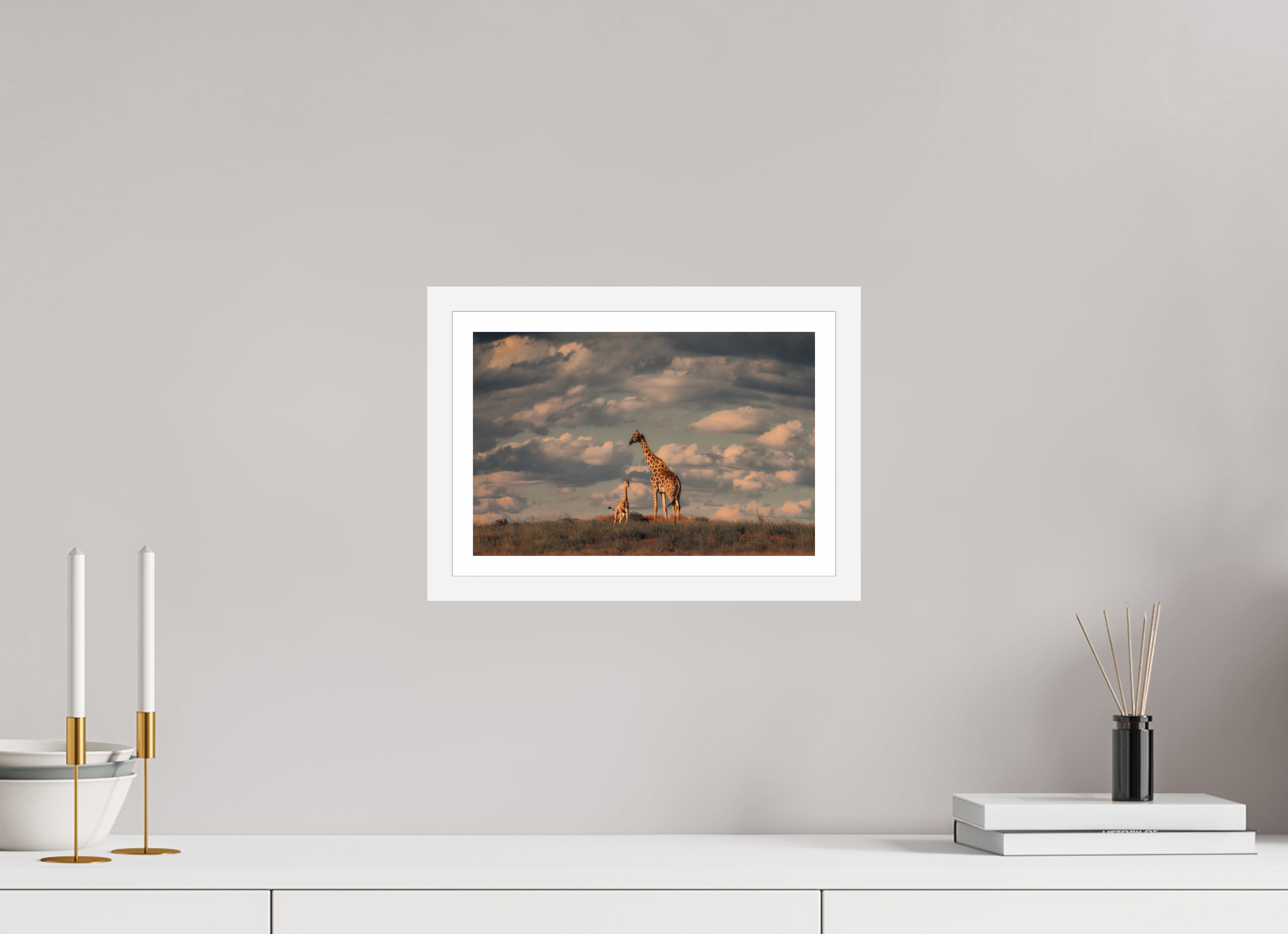 12 x 8″, S+M White Frame + Border LINEAGE