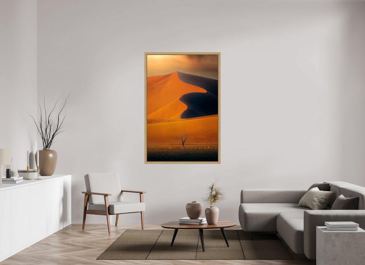 40 x 60″, Exhibition Oak Floater Frame NO PROMISE OF DIRECTION