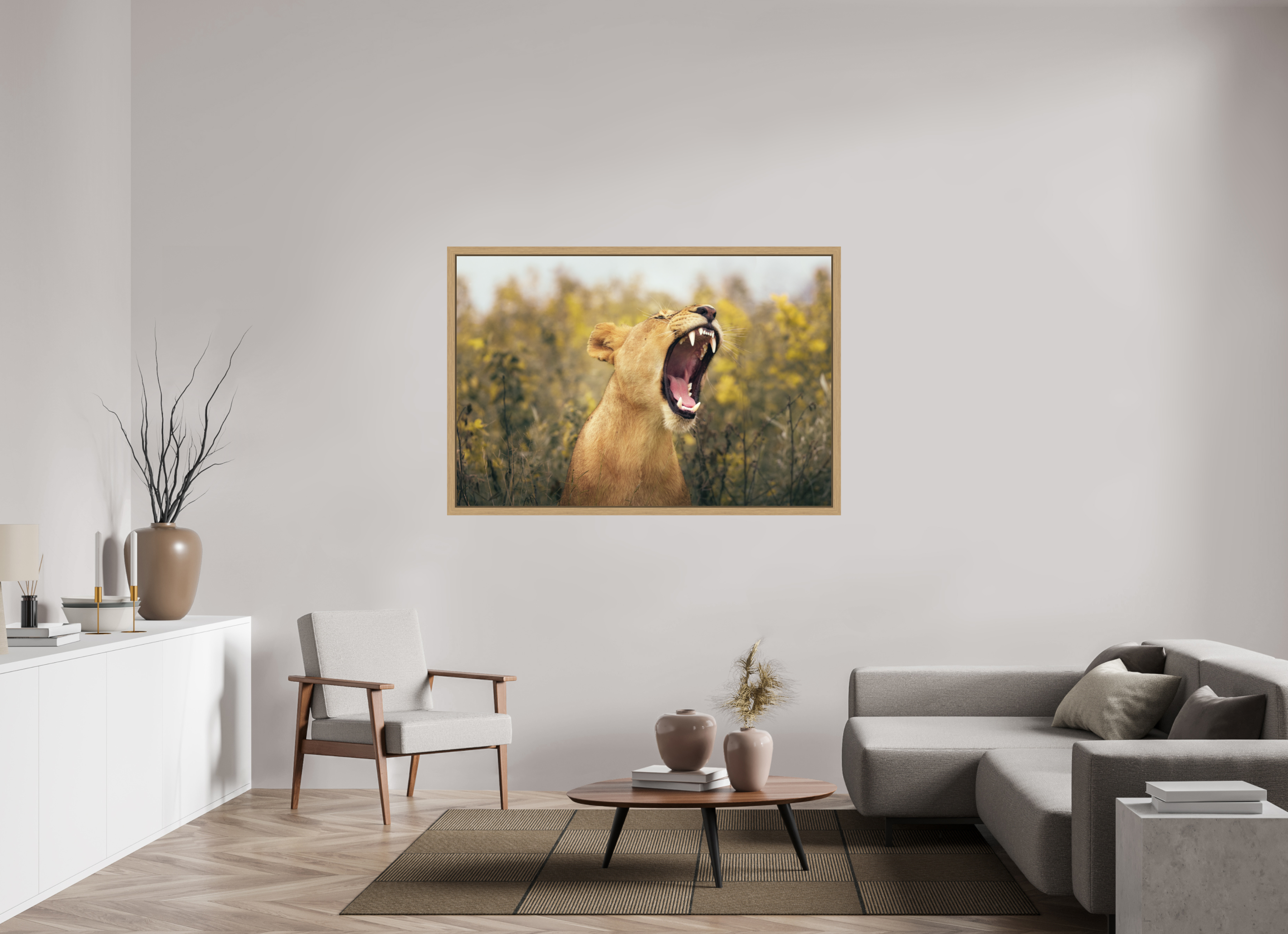 60 x 40″, Exhibition Oak Floater Frame UNCONTAINED