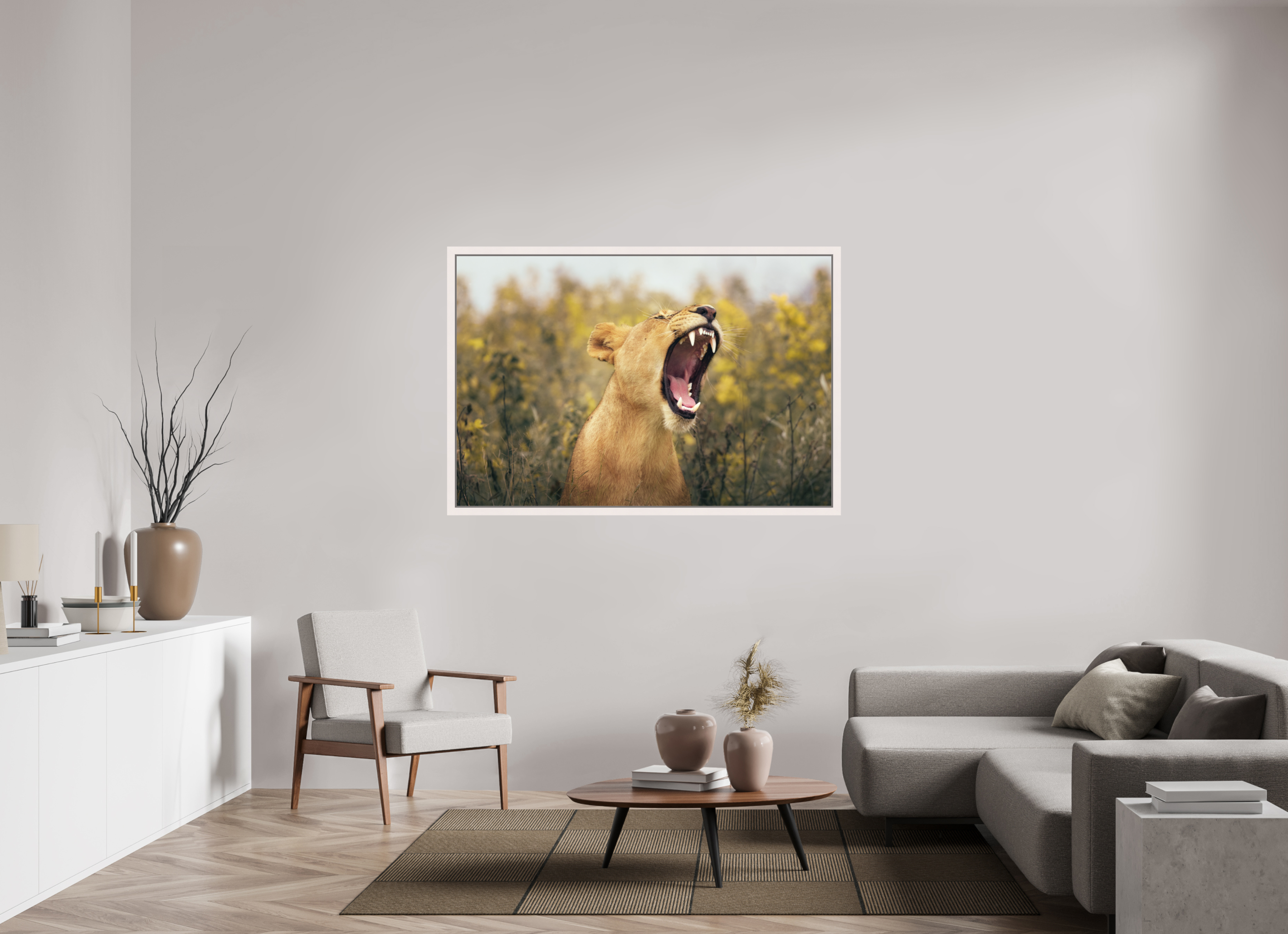 60 x 40″, Exhibition Maple White Floater Frame UNCONTAINED