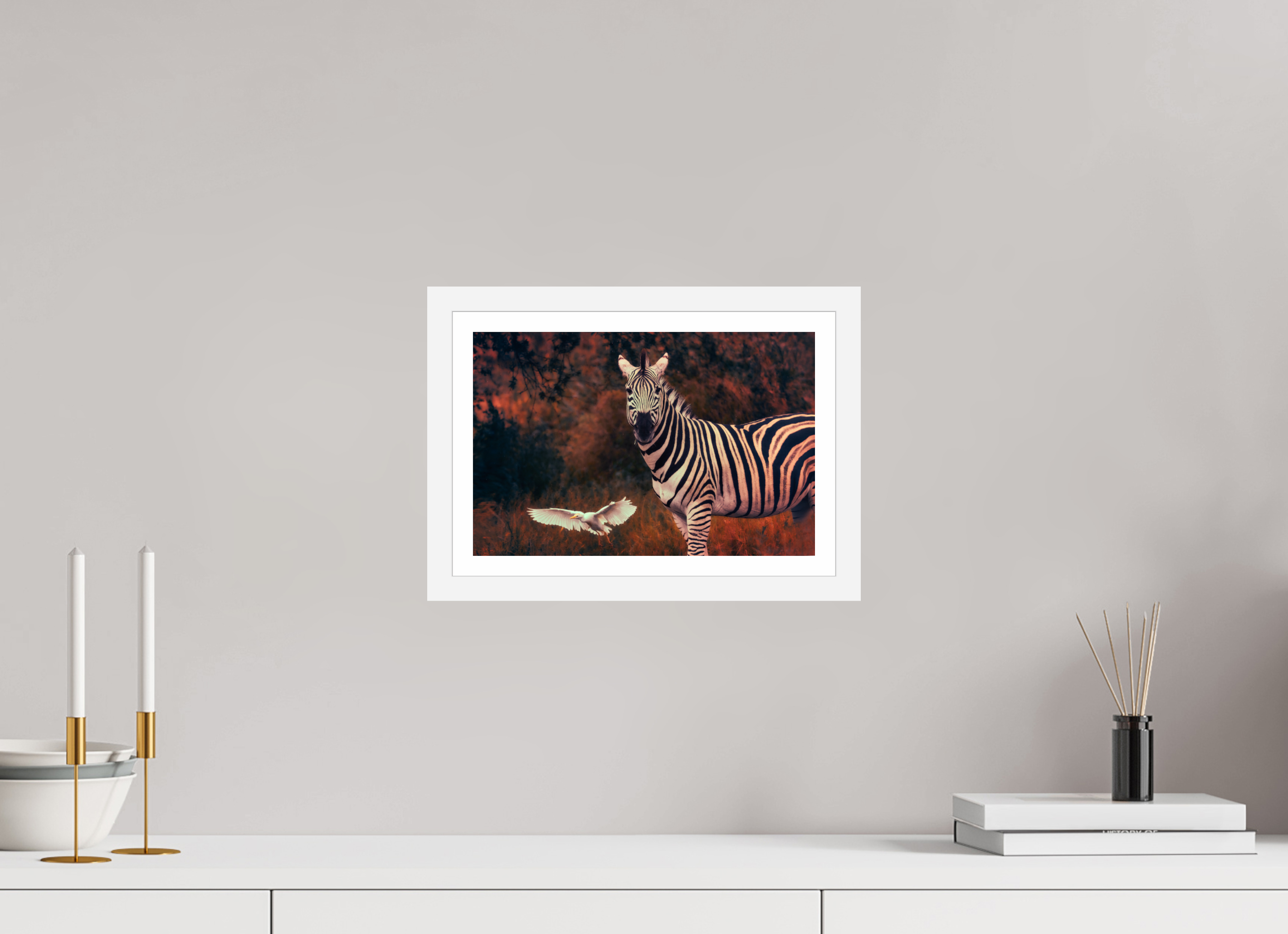 12 x 8″, S+M White Frame + Border PASSING THROUGH