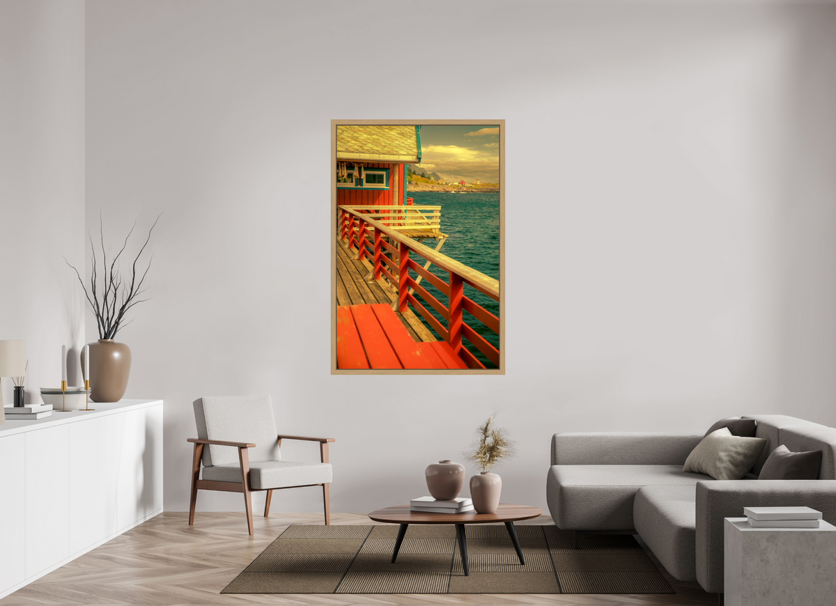 40 x 60″, Exhibition Oak Floater Frame GONE FISHING