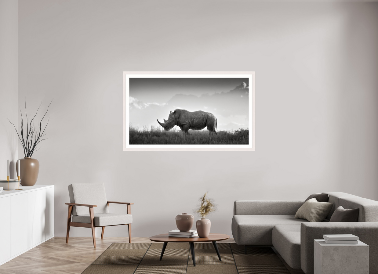 64 x 36″, Exhibition White Maple Frame + Border ANCIENT GRAVITY