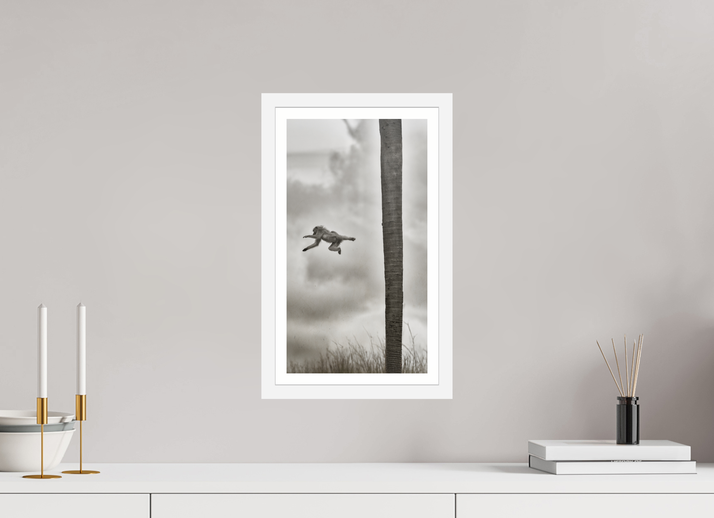 9 x 16″, S+M White Frame + Border Beyond The Branch